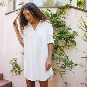 Frank & Eileen Mary Famous Distressed Denim Dress White L